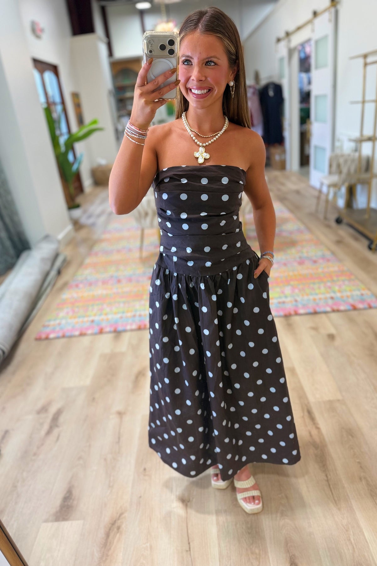 Polka Dot Perfection Dress Brown