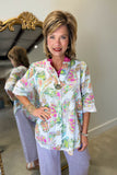 Tempo Paris One Button Blouse White Print