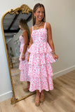 Floral Layered Dress Pink