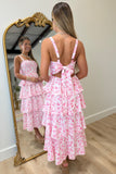 Floral Layered Dress Pink