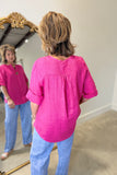 Tempo Paris One Button Blouse Fuchsia