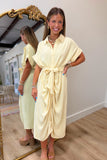 Golden Nectar Shirred Shirt Dress Yellow