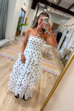 Barefoot Beauty Layered Maxi Dress White Polka Dot