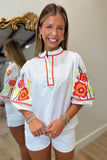 Orchard Electric Puff Sleeve Top White