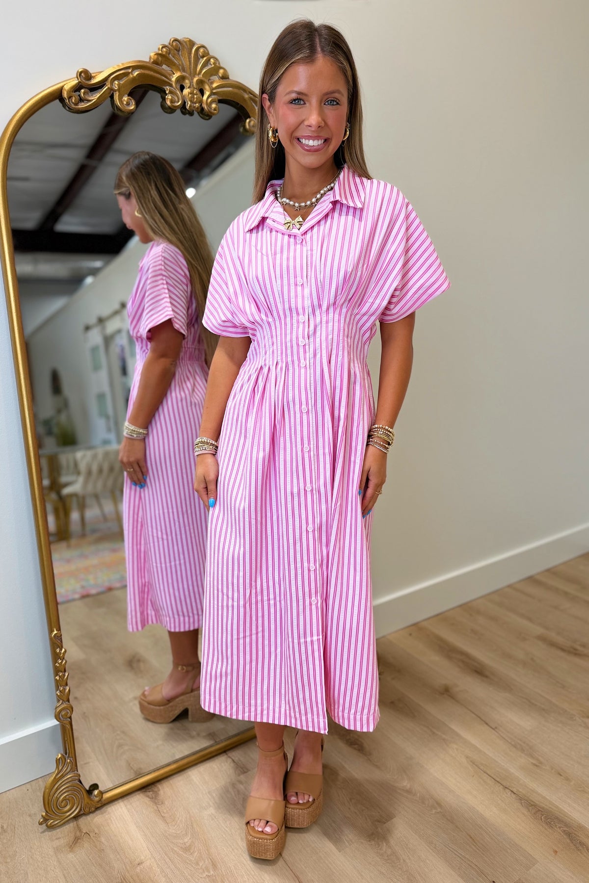 Stay in Your Lane Dress Pink