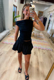 Flirty Frill Ruffled Skort Black