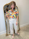 Abstract Mixer Short Sleeve Blouse