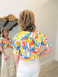 Abstract Mixer Short Sleeve Blouse