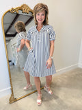 Renuar Bold Stripe Dress Indigo