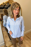 Renuar Ruffle Accent Blouse Blue Combo