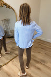 Renuar Ruffle Accent Blouse Blue Combo