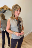 Renuar Animal Print Tie Sweater Taupe