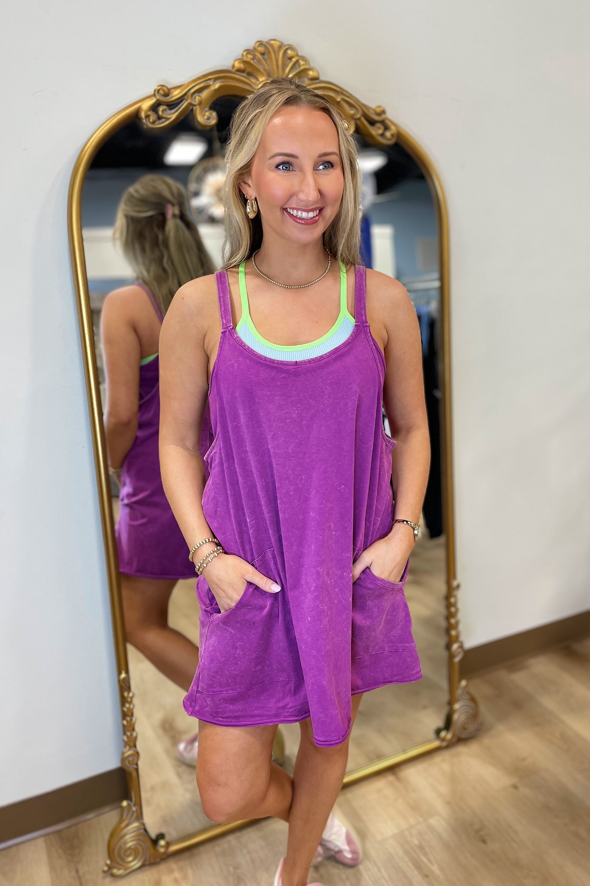 Pickleball Ribbed Crop Top Blue/Lime