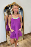 Pickleball Ribbed Crop Top Blue/Lime