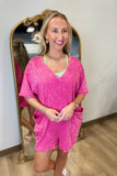 Ballpark Babe Mineral Washed Knit Romper Pink