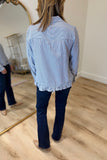 Renuar Ruffle Accent Blouse Indigo Combo