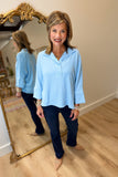 Renuar Woven 2 Button Blouse Mist