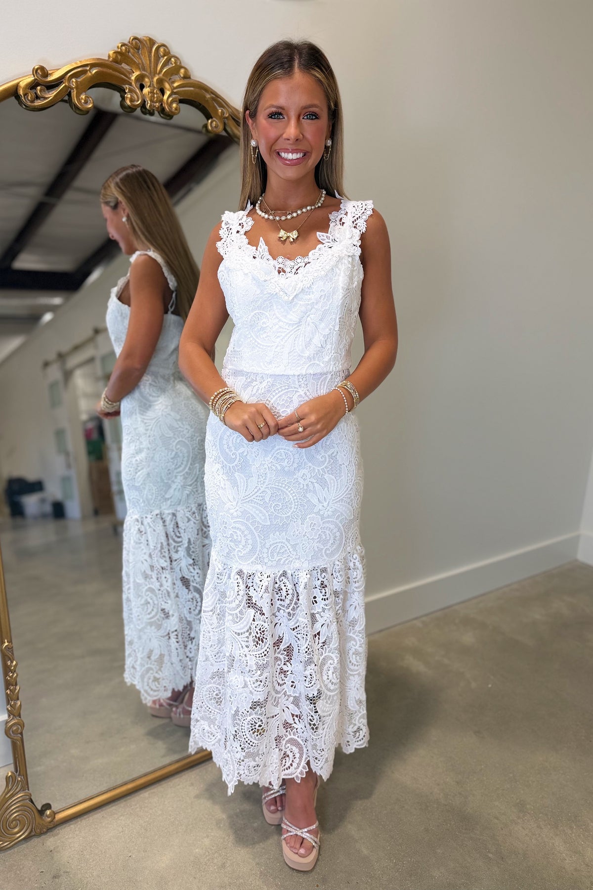 The Night Before Lace Midi Dress