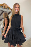 Teresa Ruffle Tiered Mini Dress Black