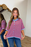 Weekend as a Rebel Striped Short Sleeve Cardigan