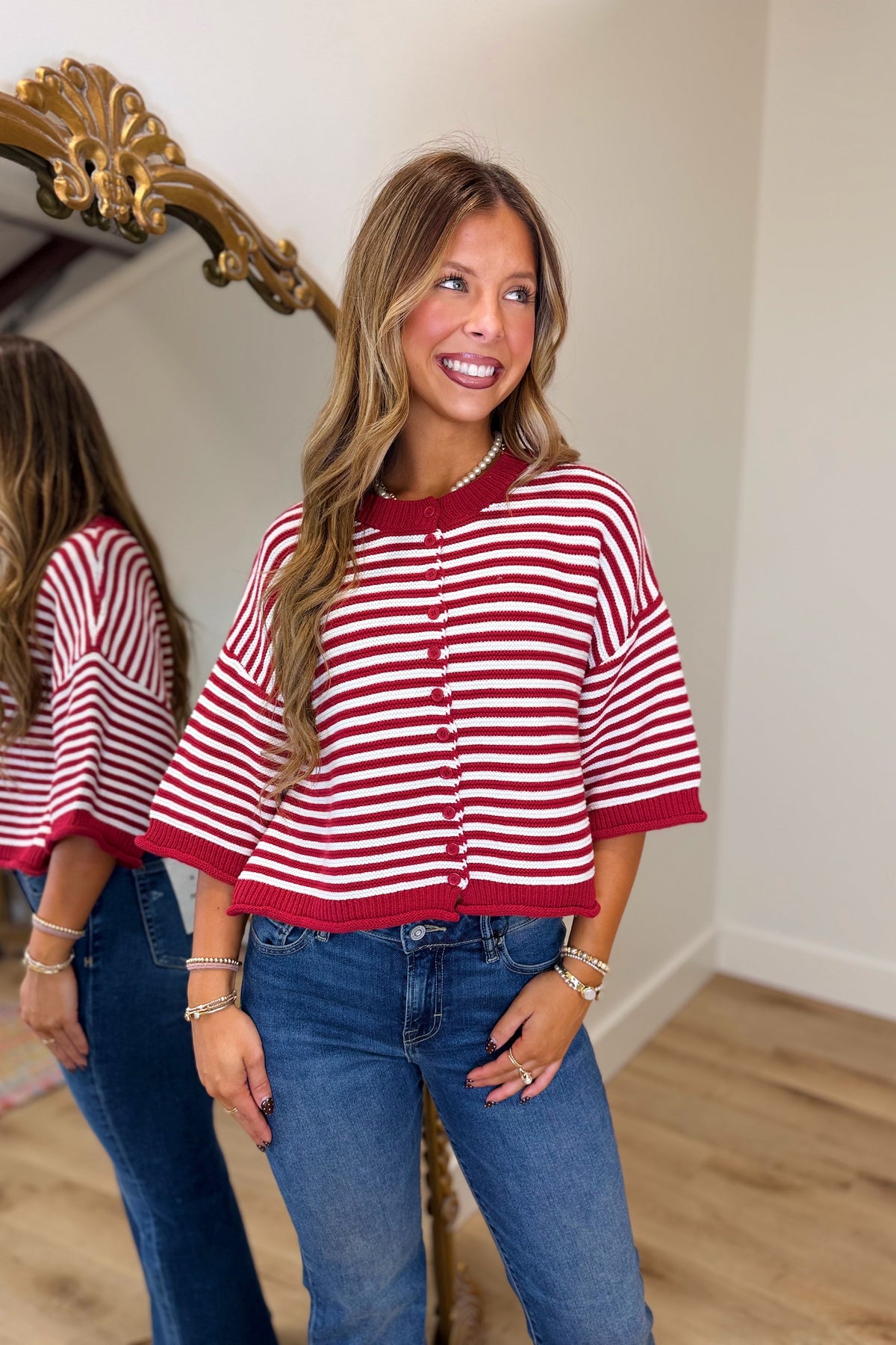 Cranberry Coast Striped Cardigan