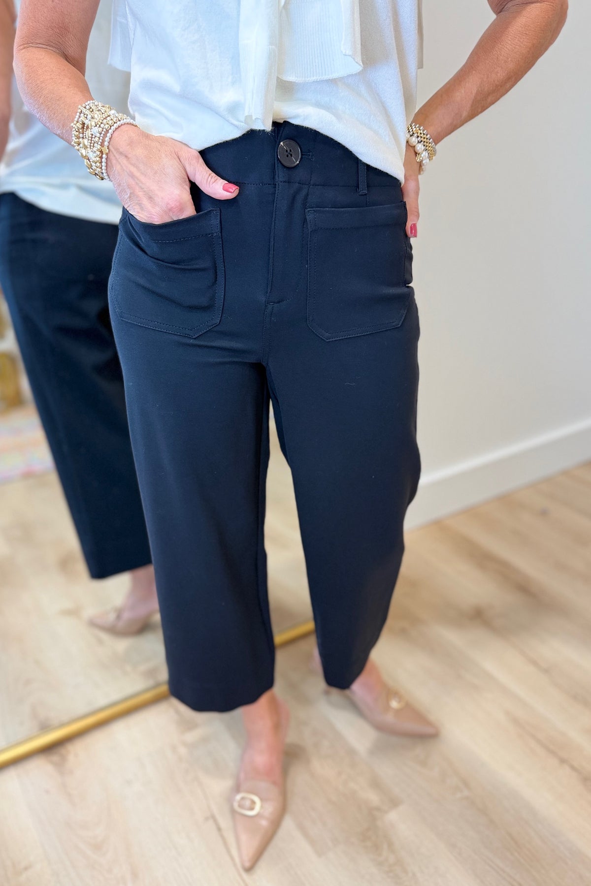 Renuar Pull On Knit Ankle Pant Black