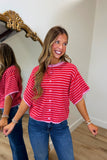 Peppermint Twist Striped Short Sleeve Cardigan