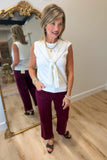 Charlie B Wide Leg Twill Pant Merlot
