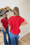 Delaney Drop Shoulder Cable Knit Sweater Red