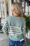 Striped Delight Collared Sweater Sage