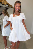 In the Spotlight Square Neck Eyelet Dress White