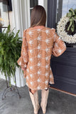 Caramel Elegance Embroidered Dress