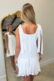 I Love You Eyelet Tie Dress White