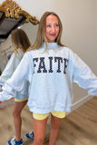 FAITH Embroidered Polka Dot Mock Neck Sweatshirt Grey
