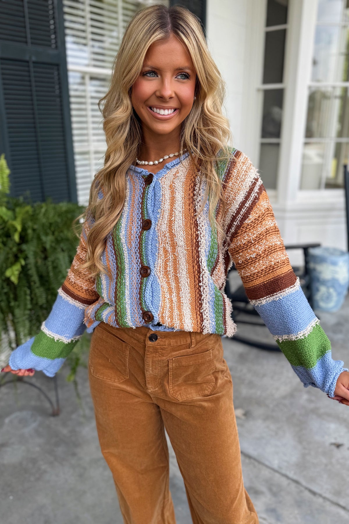 Fall Favorite Multicolor Sweater Sky