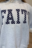 FAITH Embroidered Polka Dot Mock Neck Sweatshirt Grey