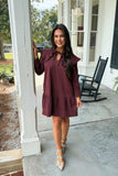 Plymouth Charm Peter Pan Collar Dress Wine