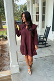 Plymouth Charm Peter Pan Collar Dress Wine