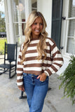 Chestnut Lane Striped Boat Neck Sweater