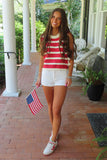 Flag Stripes Sweater Vest Red