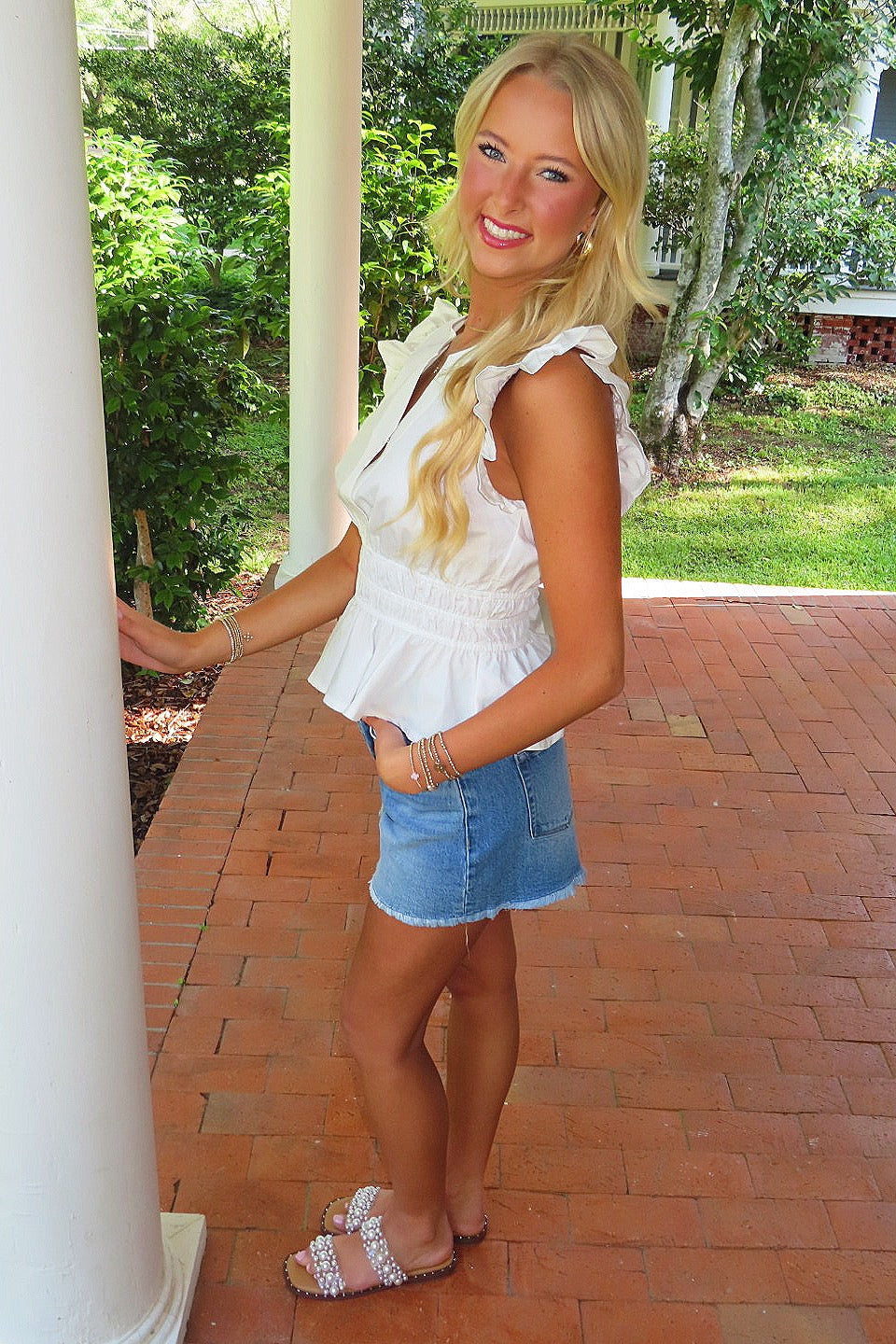 Remember the Ruffles Top White