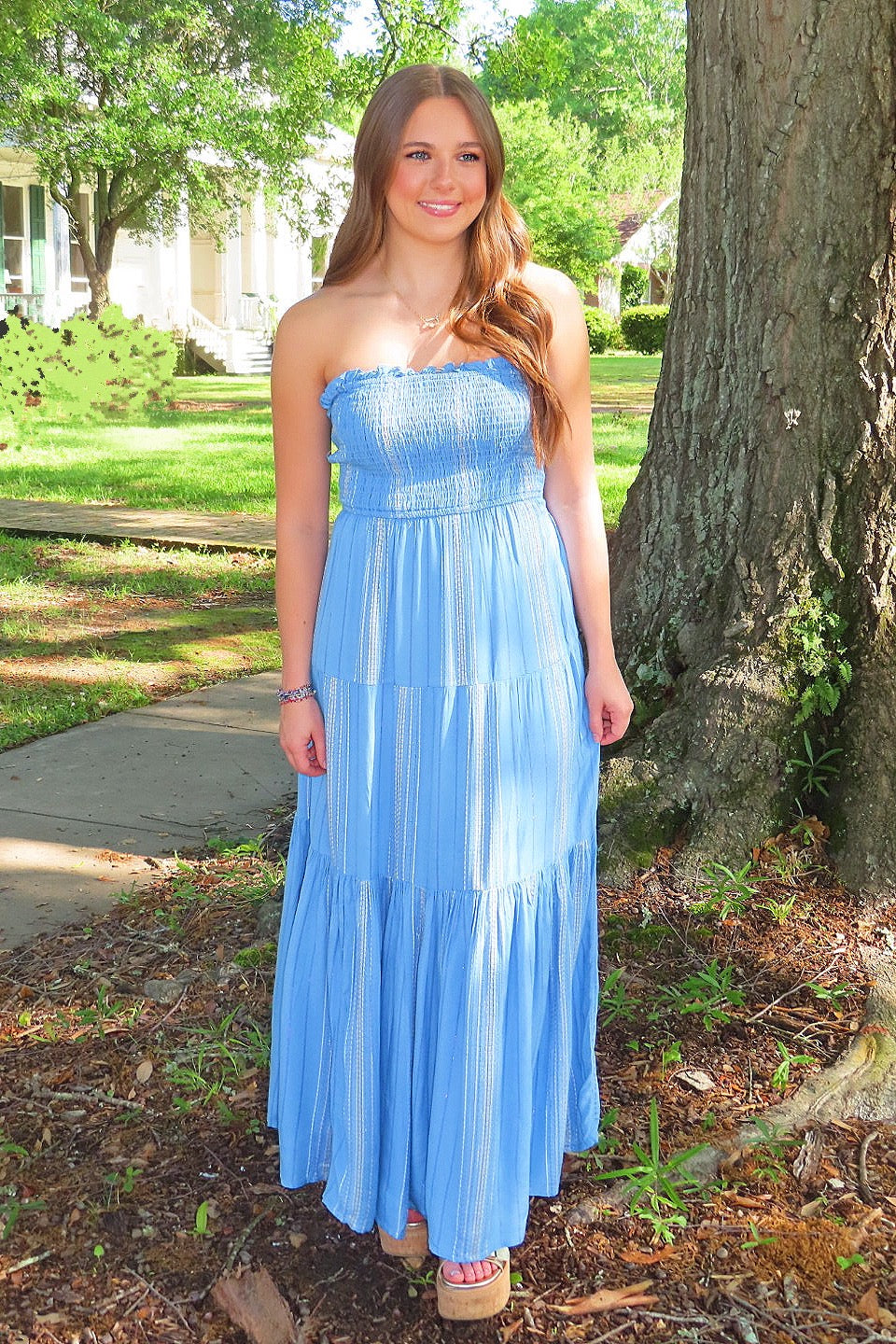 Elan Breezy Beauty Maxi Dress Blue Elan Breezy Beauty Maxi Dress Blue