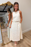 Earthly Embroidery Textured Skirt Set Cream