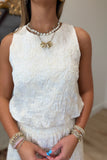 Earthly Embroidery Textured Skirt Set Cream