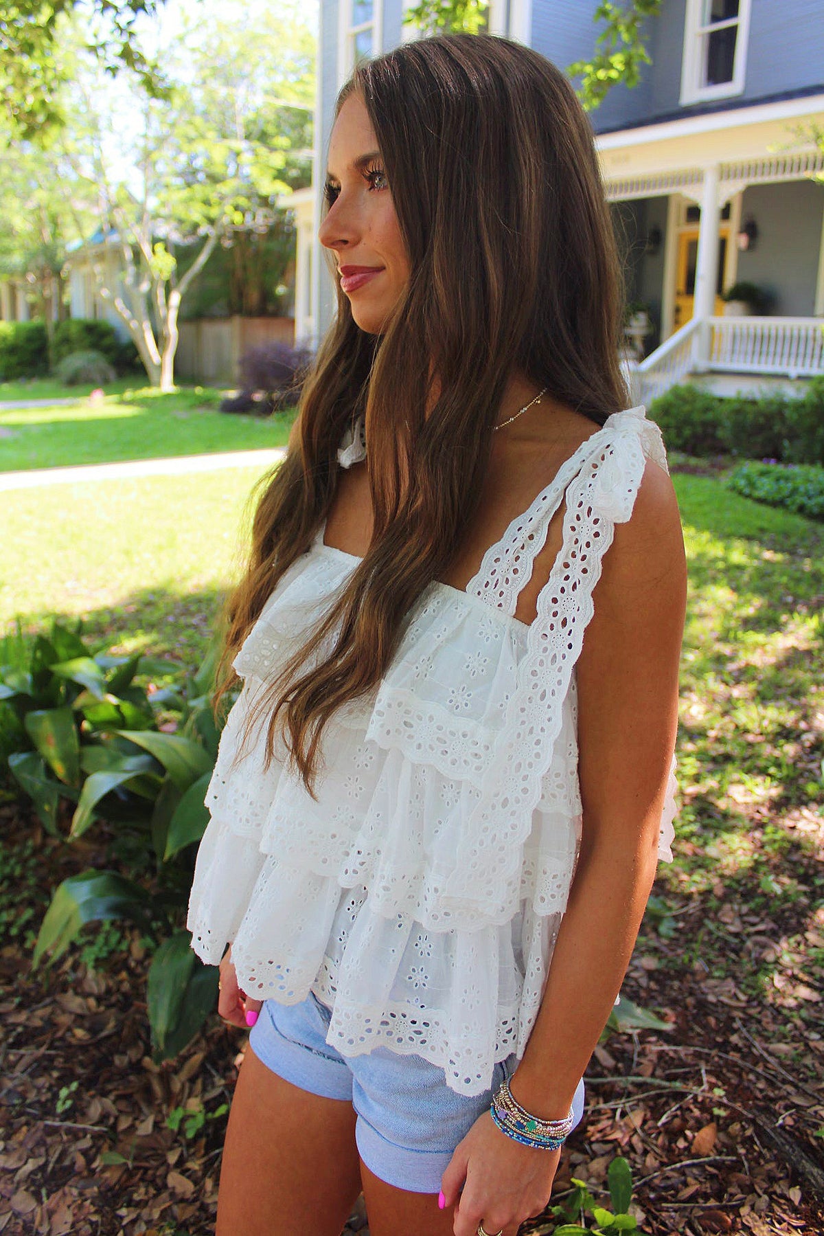 Lace and Liberty Top White