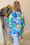 Royal Floral Pull Over Blouse