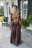 Karina Shoulder Tie Dress Brown