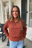 Pumpkin Patrol Quilted Pullover Brick