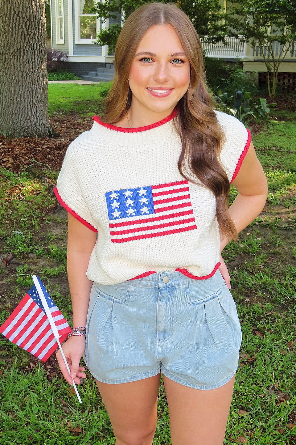 Land of the Free Sweater Cream