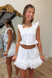 Envisioning Eyelet Skirt Set White